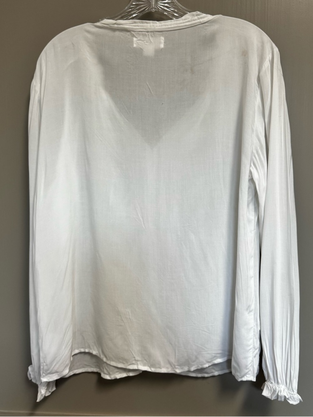NEW VELVET BY GRAHAM & SPENCER Samantha White Viscose Popover Ruffle Trim Sz‎ S - Picture 5 of 14